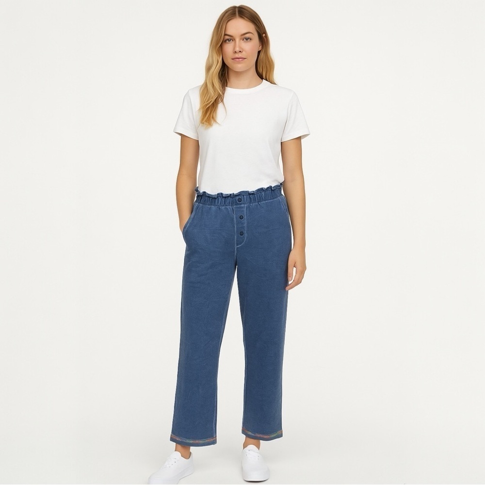 Something Navy Taylor Ruffle Easy Fit Embroidered Boho Lounge Sweatpants Size S